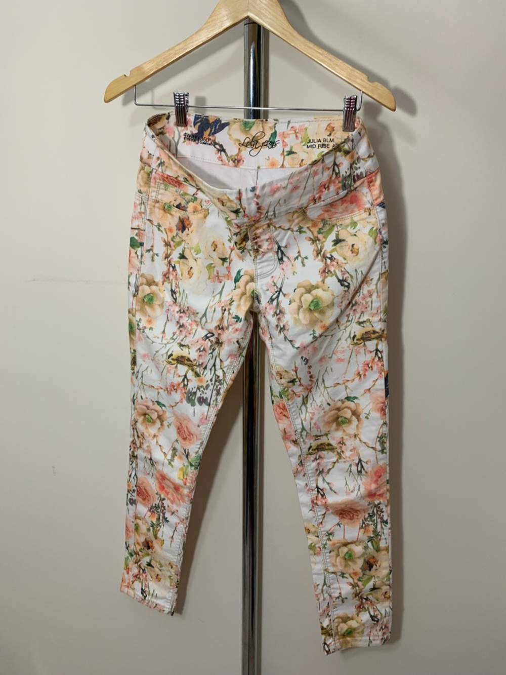 Floral Print Jeggings Pink & Cream